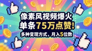 3分钟做出孤独感拉满的素风插画视频，单条点赞75W，谁发谁火系列，多种变现方式，月入5位数-柯南聊项目