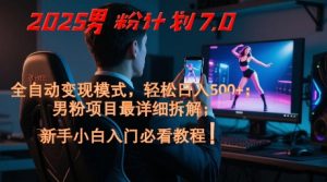 2025男粉计划7.0，全自动变现模式，轻松日入5张+，新手小白必看课程-柯南聊项目