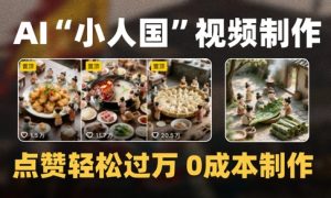 爆款1000W+播放微缩景观迷你小人国AI视频0成本制作全流程教学-柯南聊项目