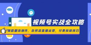 视频号实战全攻略，爆款脚本创作，自然流直播运营，付费投放技巧-柯南聊项目