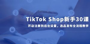 TikTok Shop新手30课，开店注册到后台设置，选品发布全流程教学-柯南聊项目