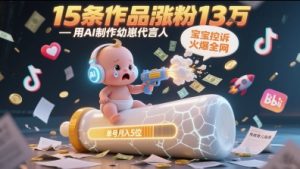 用AI制作幼崽代言人，宝宝的控诉火爆全网，15条作品涨粉13W，单号月入5位数实操教程-柯南聊项目