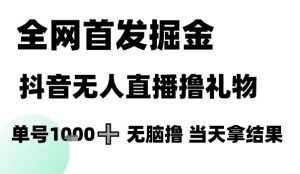 全网首发掘金抖音无人直播撸礼物，单号1k +无脑撸，当天拿结果【揭秘】-柯南聊项目