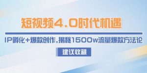 短视频4.0时代机遇：IP孵化+爆款创作，揭秘1500w流量爆款方法论-柯南聊项目