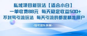 私域项目新玩法【适合小白】 一单收费88.每天稳定收益几张-柯南聊项目