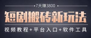 短剧搬砖新玩法,软件批量二创剪辑,7天赚了3800,赶紧做起来【附软件】-柯南聊项目