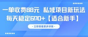 一单收费88元 私域项目新玩法 每天稳定6张+【适合新手】-柯南聊项目