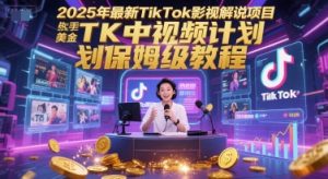2025年最新TikTok影视解说项目，新手也能挣美金，TK中视频计划保姆级教程-柯南聊项目