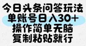 今日头条问答玩法，单账号日入30+，操作简单无脑复制粘贴就行-柯南聊项目