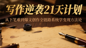 写作逆袭21天计划：从下笔难到爆文创作全链路系统学变现方法论-柯南聊项目