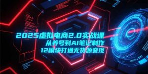 2025虚拟电商2.0实战课，从养号到AI笔记制作，12模块打通无货源变现-柯南聊项目
