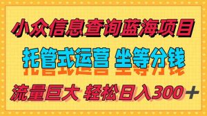 稳定日入300＋，小众信息查询蓝海项目，全程懒人式托管，解放你的时间-柯南聊项目