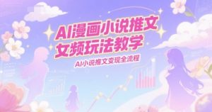 AI漫画小说推文女频玩法教学，AI小说推文变现全流程-柯南聊项目