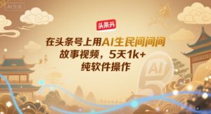 在头条号上用AI生民间故事视频，5天1k+，纯软件操作-柯南聊项目
