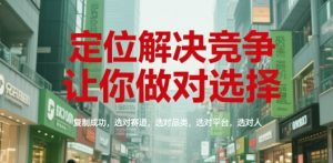 定位解决竞争，让你做对选择，复制成功，选对赛道，选对品类，选对平台，选对人-柯南聊项目