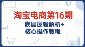 淘宝电商第16期，底层逻辑解析+核心操作教程，运营、推广提升能力的必学课程+配套资料-柯南聊项目