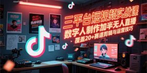 三平台短视频实战课，数字人制作加半无人直播，覆盖20+赛道剪辑与运营技巧-柯南聊项目
