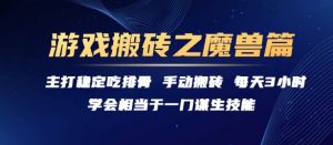 游戏搬砖之魔兽篇，稳定吃排骨每天3小时【揭秘】-柯南聊项目