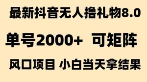 抖音无人撸礼物8.0玩法 全新风口 见效果快 全无人 单号当天产出2000+-柯南聊项目
