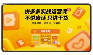 拼多多实战运营课，不讲废话只讲干货，简单粗暴，能落地，可复制-柯南聊项目