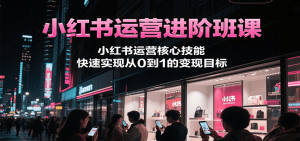 小红书运营进阶班课,小红书运营核心技能,快速实现从0到1的变现目标-柯南聊项目