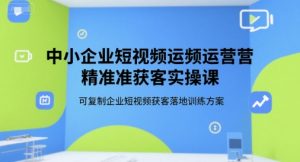 中小企业短视频运营精准获客实操课，可复制企业短视频获客落地训练方案-柯南聊项目