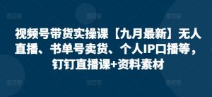 视频号带货实操课【25年7月最新】无人直播、书单号卖货、个人IP口播等，钉钉直播课+资料素材-柯南聊项目