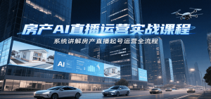 房产AI直播运营实战课程，系统讲解房产直播起号运营全流程-柯南聊项目