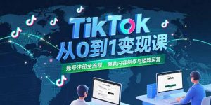TikTok从0到1变现课，账号注册全流程，爆款内容制作与矩阵运营-柯南聊项目