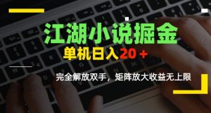 江湖小说掘金，单机日入10-20+，全自动软件操作，完全解放双手，矩阵放大收益无上限-柯南聊项目