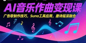 AI音乐作曲变现课，广告歌制作技巧，Suno工具应用，唐诗摇滚融合-柯南聊项目