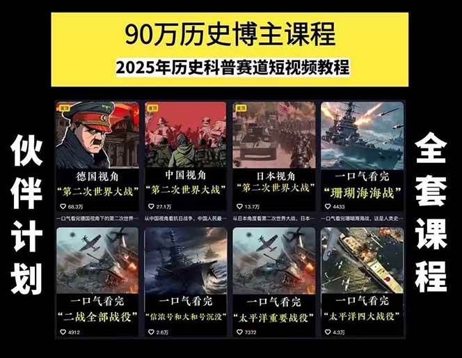 图片[1]-短视频历史赛道实战教程，手机电脑双端剪辑教程和账号运营指南与变现技巧-柯南聊项目