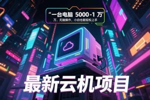 最新云机项目 一台电脑5000到10000 无脑操作小白也能轻松上手-柯南聊项目