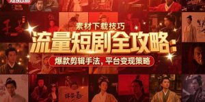 流量短剧全攻略：素材下载技巧，爆款剪辑手法，平台变现策略-柯南聊项目