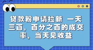 贷款粉申请拉新，一天三张，百分之百的成交率，当天见收益【揭秘】-柯南聊项目