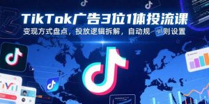 TikTok广告3位1体投流课，变现方式盘点，投放逻辑拆解，自动规则设置-柯南聊项目