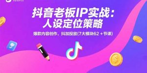 抖音老板IP实战：人设定位策略，爆款内容创作，抖加投放(7大模块62+节课-柯南聊项目