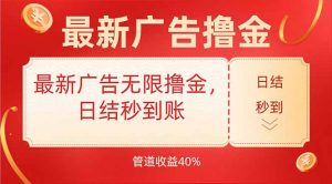 最新广告无限撸金，日结秒到，管道40%-柯南聊项目