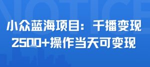 小众蓝海项目，千播变现2.5k+操作当天可变现-柯南聊项目