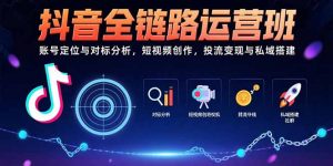 抖音全链路运营班：账号定位与对标分析，短视频创作，投流变现与私域搭建-柯南聊项目