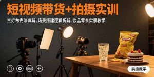 短视频带货+拍摄实训：三灯布光法详解,场景搭建逻辑拆解,饮品零食实景教学-柯南聊项目