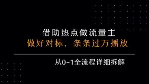 借力热点,乘顺风车玩流量主,条条过万播放, 每月收益5k+,从0-1全流程详细拆解-柯南聊项目