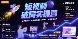 短视频破局实操营，业余到高手，打造短视频核心竞争力，实现商业闭环-柯南聊项目