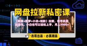 《网盘拉新私密课》第三期躺挣玩法，【网盘+即梦+小说+短剧】拉新，有手机就能操作，月入5k-柯南聊项目