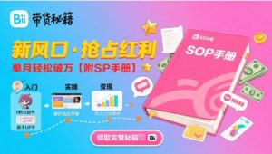 B站哔哩哔哩带货秘籍，新风口，抢占红利，单月轻松破万【附SOP手册】-柯南聊项目