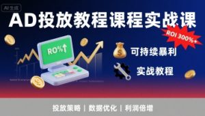AD投放教程课程实战课，实现广告ROI300%+可持续暴利-柯南聊项目