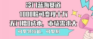 冷门蓝海赛道，1000粉可变现十W，无门槛0成本，市场需求大，可多领域做，可复制性强-柯南聊项目