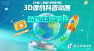 自制3D原创科普动画教程，动画还原事件，抖音最新热门赛道，可过伙伴计划-柯南聊项目