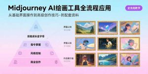 Midjourney AI绘画工具全流程应用，从基础界面操作到高级创作-附配套资料-柯南聊项目