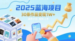 2025蓝海项目30条作品 变现1w+ 有手就能操作适合小白做-柯南聊项目